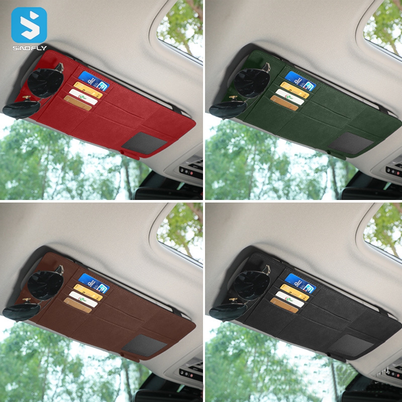 Car glasses clip car interior sun visor multifunction card storage fur